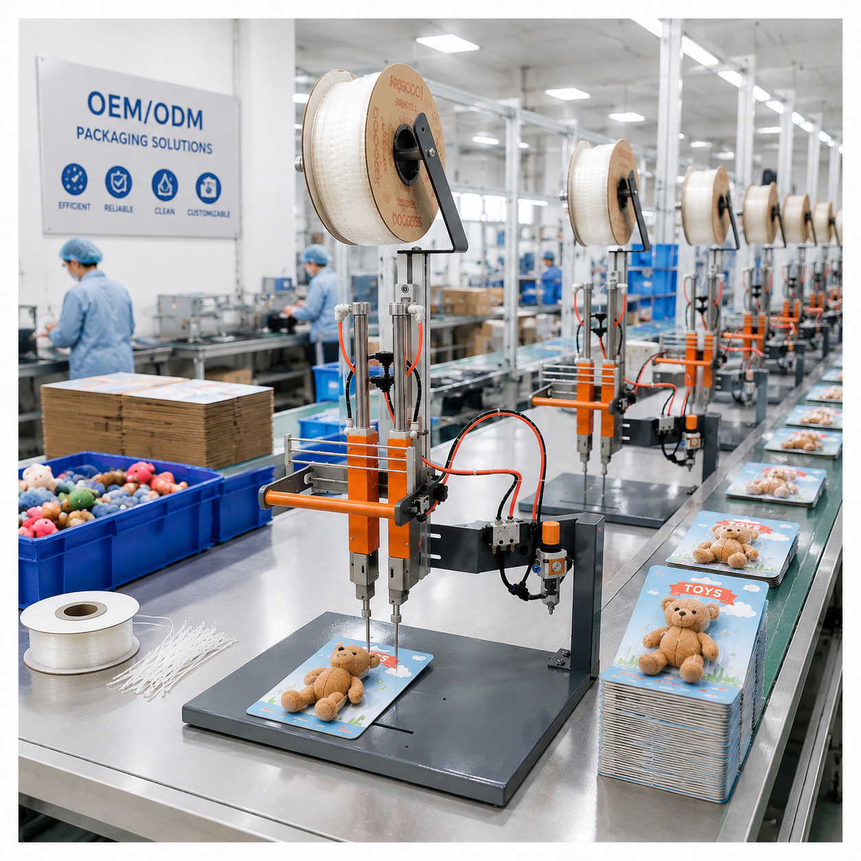 High Speed Pneumatic Elastic Staple Machine Dual Head Automatic Packaging Binding Equipment Industrial High Tensile Strength Continuous Production System