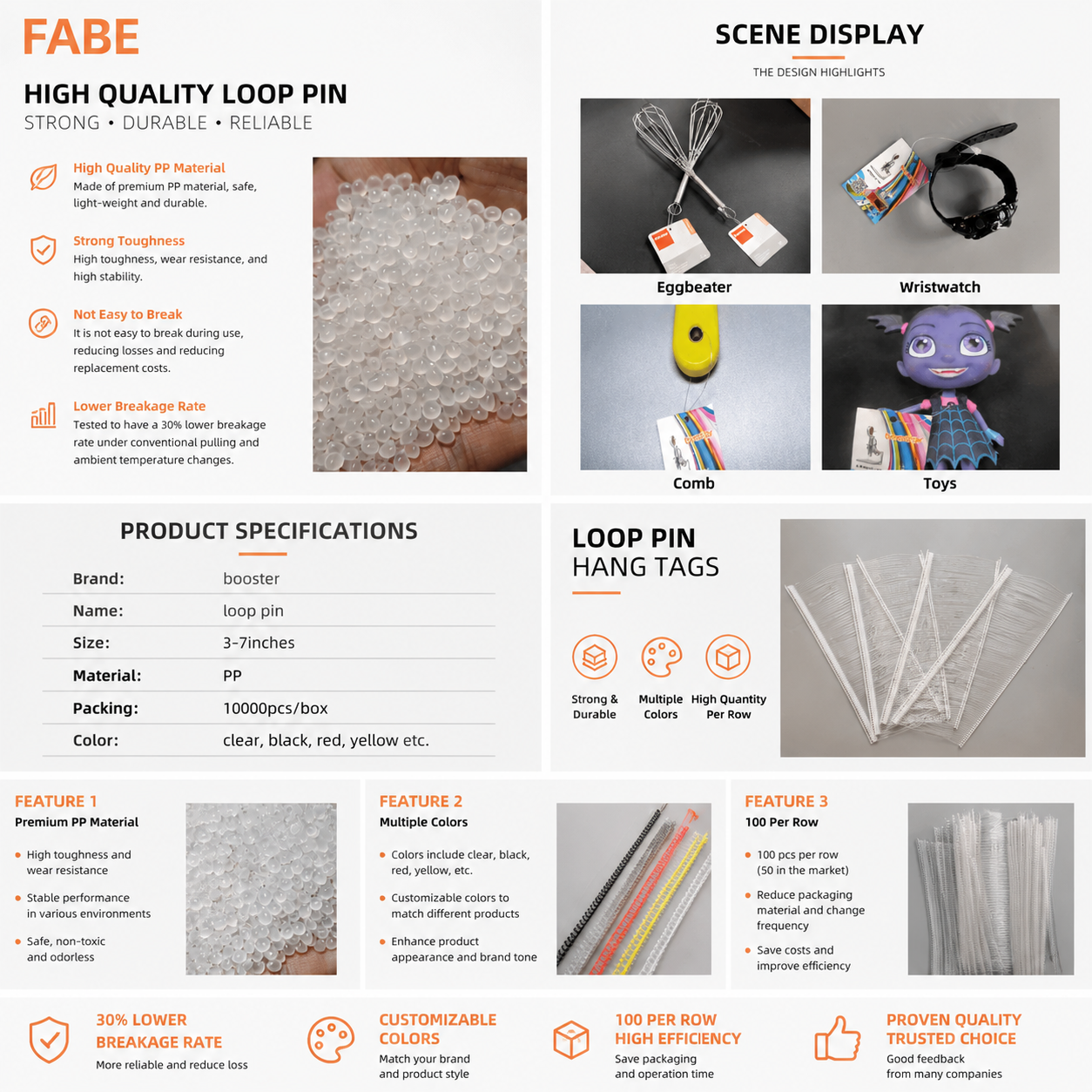 Fastener Loops for Toy Packaging | PP Plastic Tag Fasteners