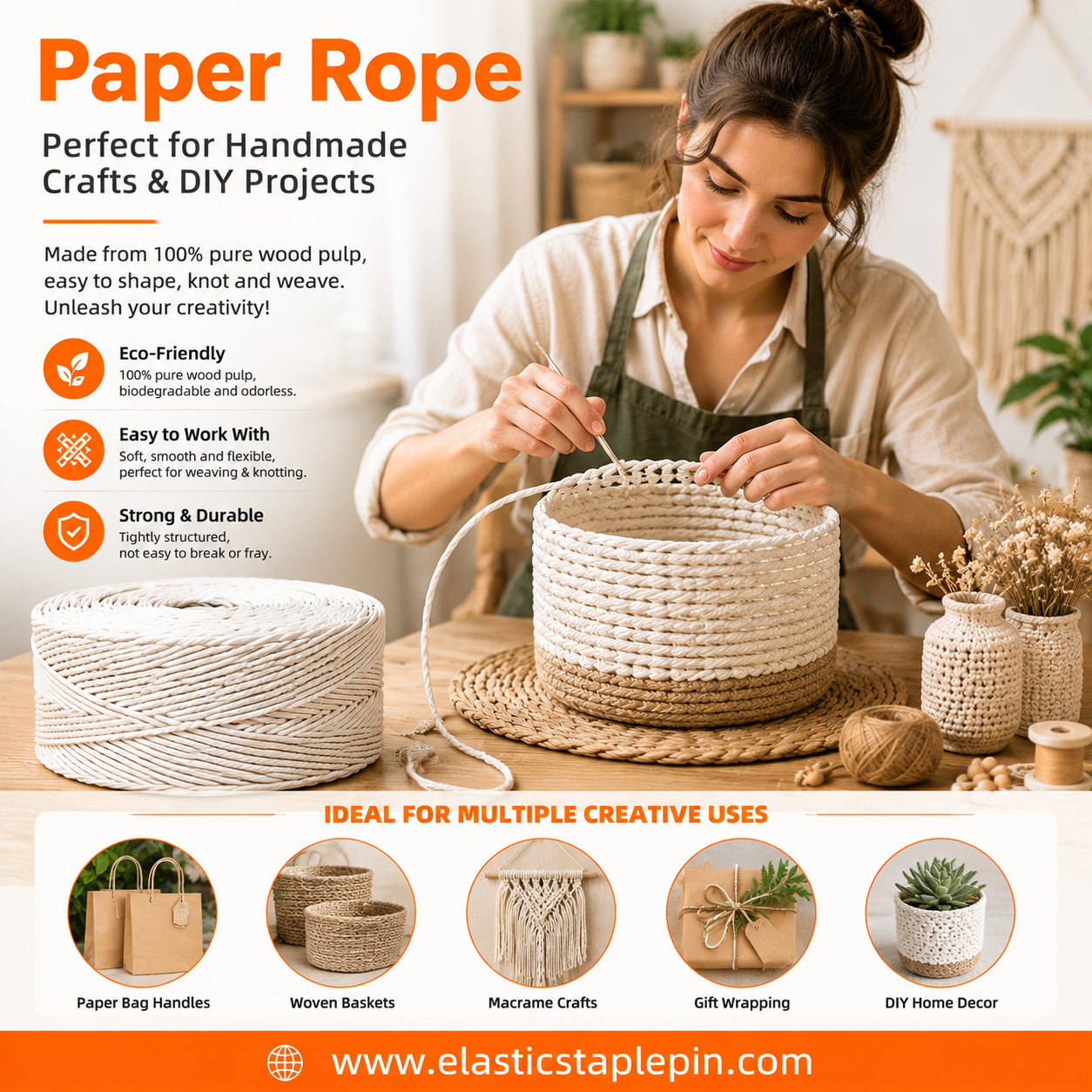 Eco Twist Paper String for Gift Wrapping, Crafts, Bag Handles, Binding and Sustainable Packaging