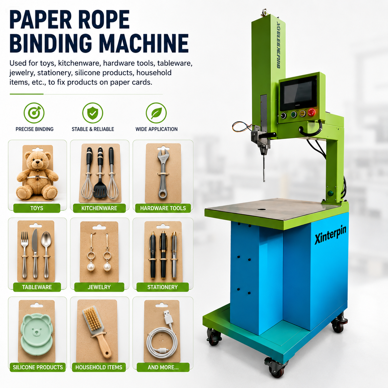 Applicator Paper Automatic Paper Rope Applicator Machine for Retail Card Packaging and ...
