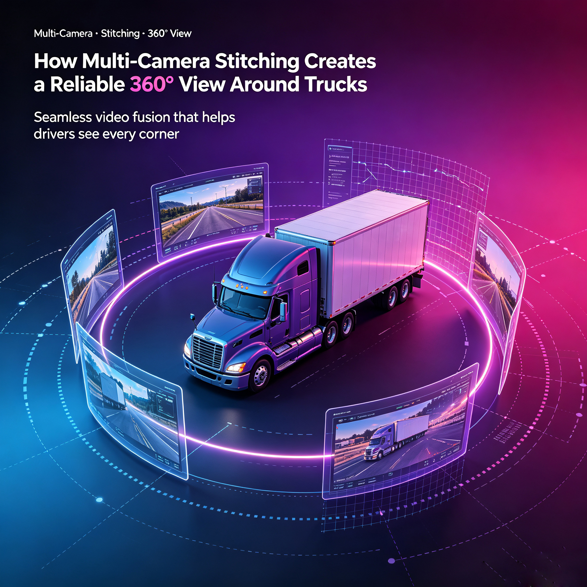 How Multi-Camera Stitching Creates a Reliable 360° View Around Trucks