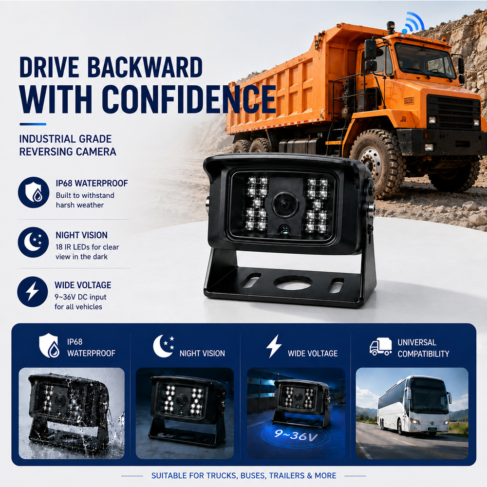 Truck Reversing Camera: Real Construction Vehicle Accident Warnings