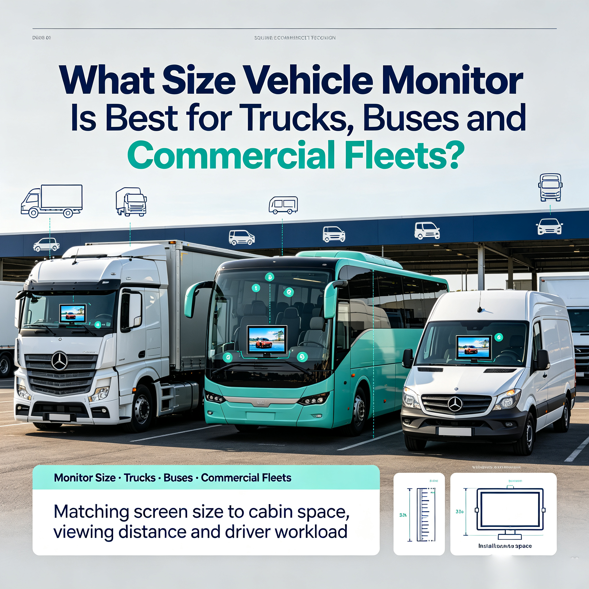 What Size Vehicle Monitor Is Best for Trucks, Buses and Commercial Fleets?