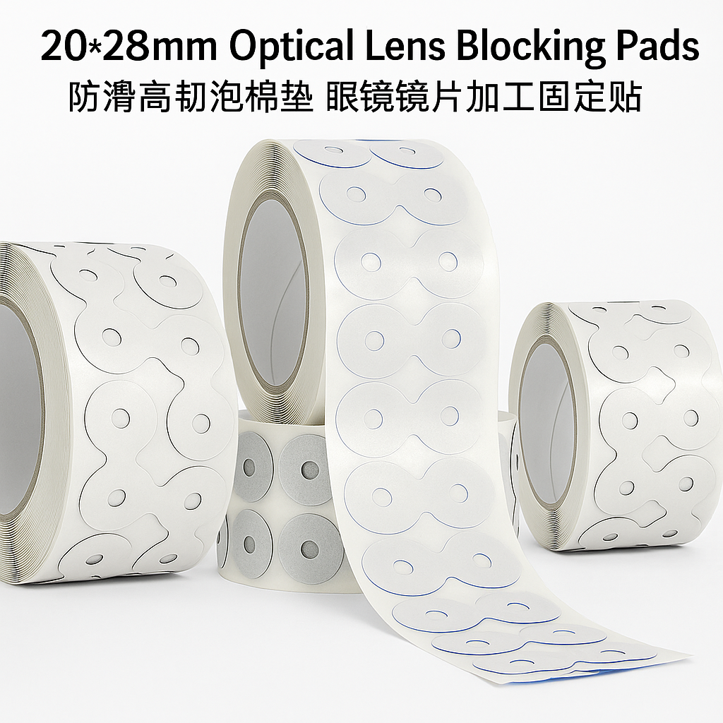 20*28mm Optical Lens Blocking Pads Anti-Slip High-Adhesion Foam Pads Eyeglass Lens Processing Fixing Stickers Die-Cut Roll