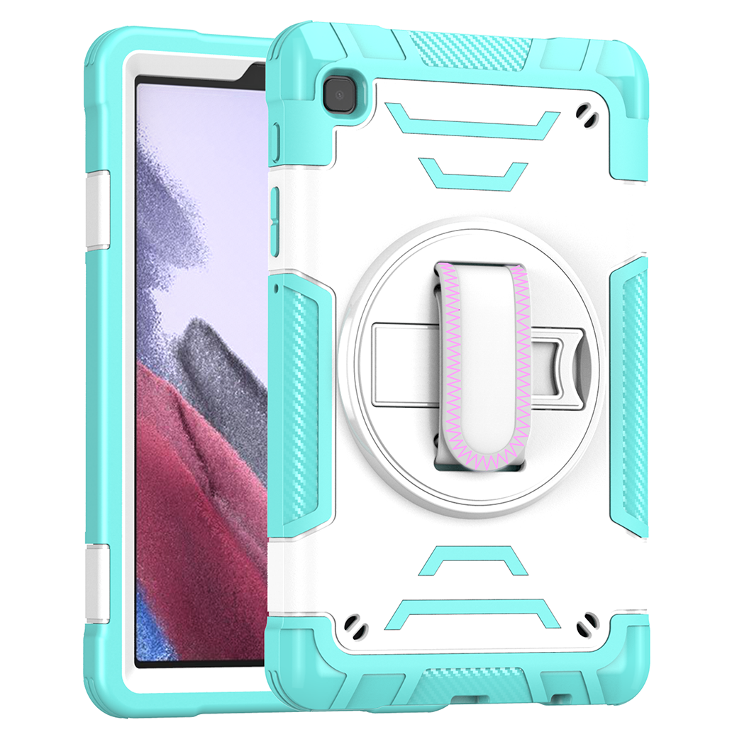 TOZIZO Mint Green Business Case for Samsung Tab A7 Lite with 3-in-1 Rugged TPU Structure, Foldable Stand, Hand Strap & Wide Shoulder Strap