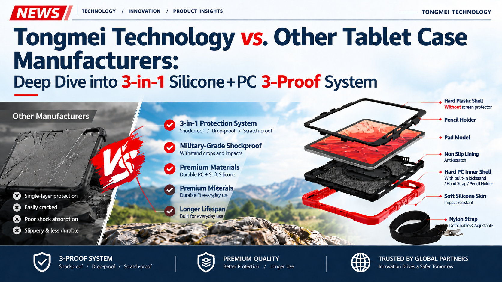 Tongmei Technology vs. Other Tablet Case Manufacturers: Deep Dive into 3-in-1 Silicone+PC 3-Proof System