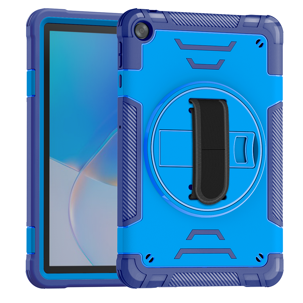 TOZIZO for Huawei MatePad SE Industrial Rugged TPU Case Blue with Foldable Viewing Stand, Hand Strap & Wide Shoulder Strap for Jobsite Teams