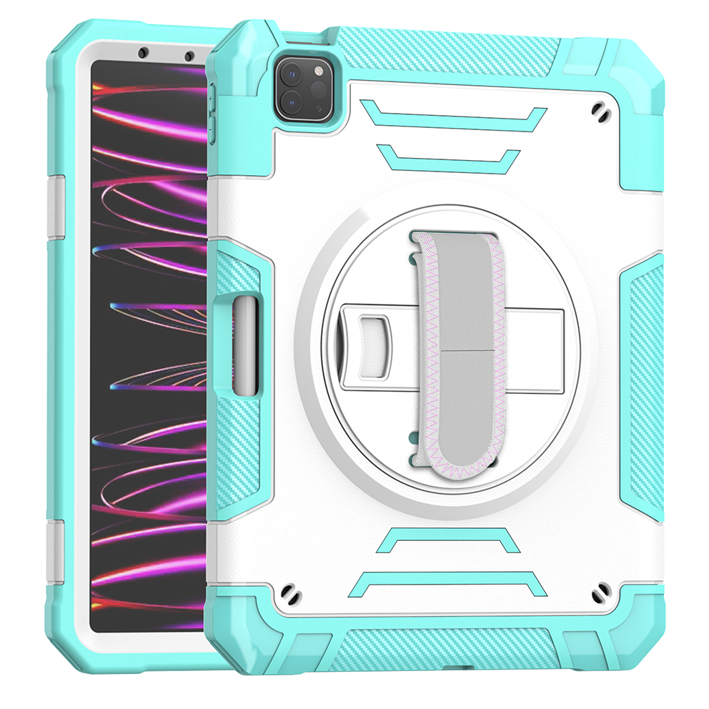 TOZIZO for iPad Pro 11 Portable Rugged TPU Case Mint Green with Multi-Angle Stand, Adjustable Hand Strap & Wide Shoulder Strap for Mobile Teams