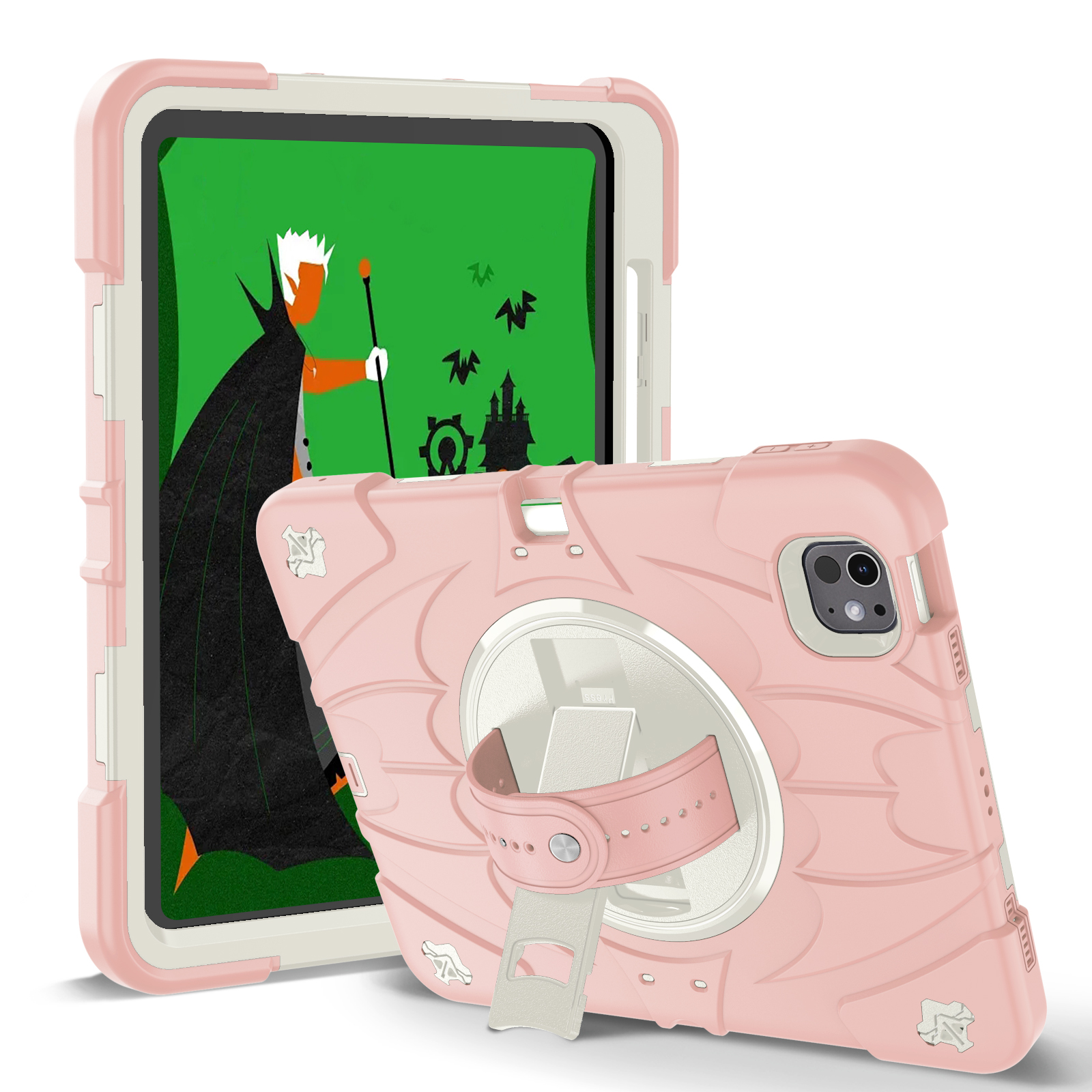 TOZIZO Pink Protective Case for iPad Pro 11 with Kickstand Hand Grip and Shoulder Strap