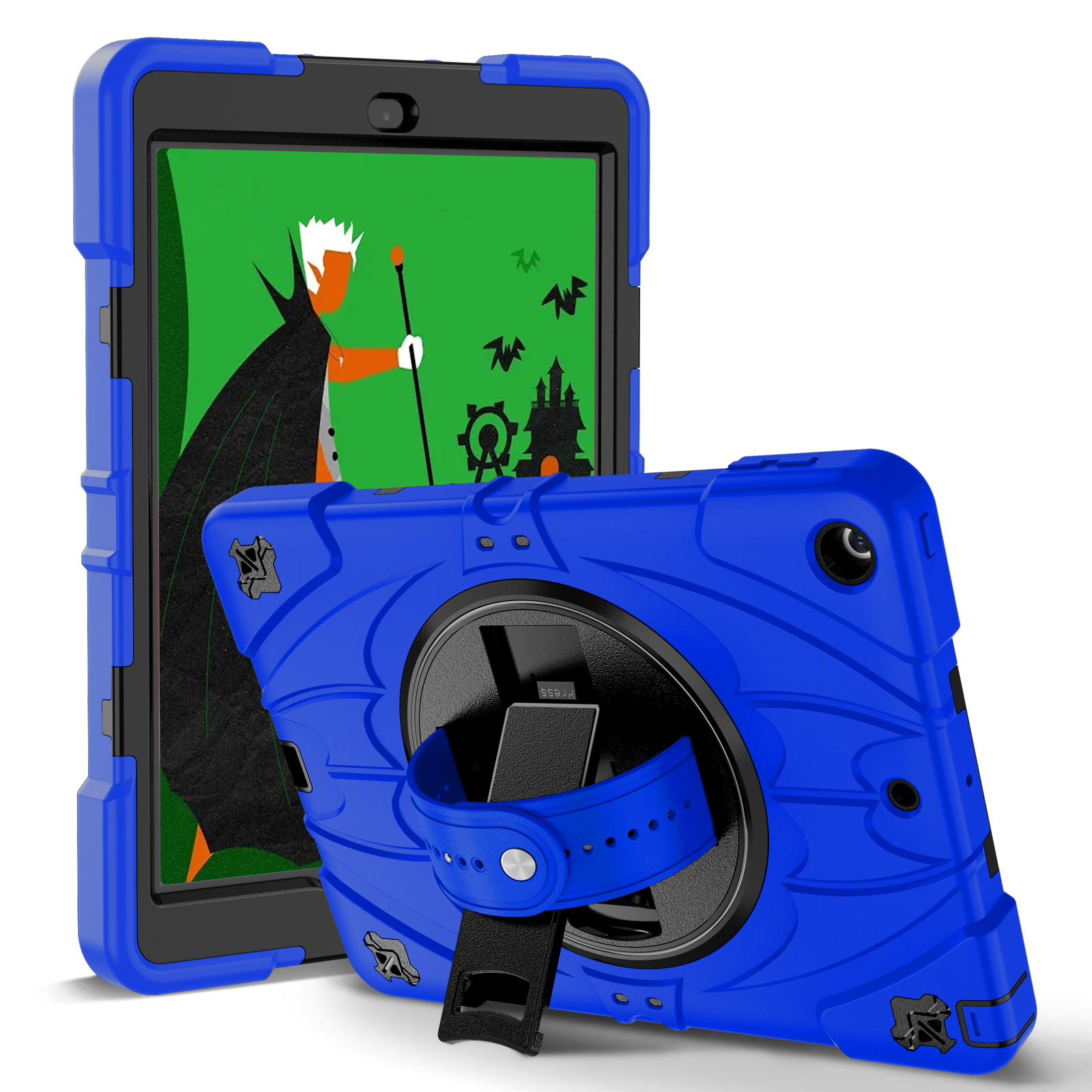 TOZIZO Blue Commercial Rugged Case for iPad 9.7 2017/2018 Wholesale PC Silicone Cover with Carry Strap