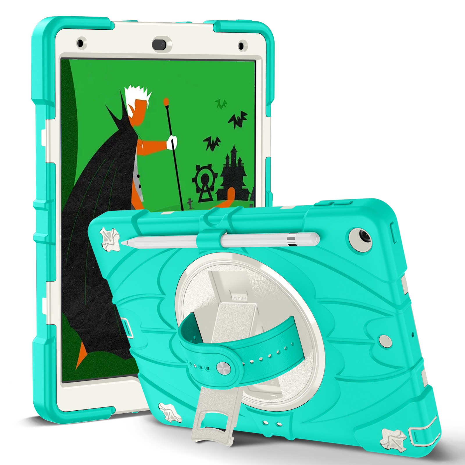 TOZIZO Mint Green For iPad 10.2 Carry Case for Bulk Procurement | 3-in-1 Protective Shell, 360° Kickstand & Adjustable Straps