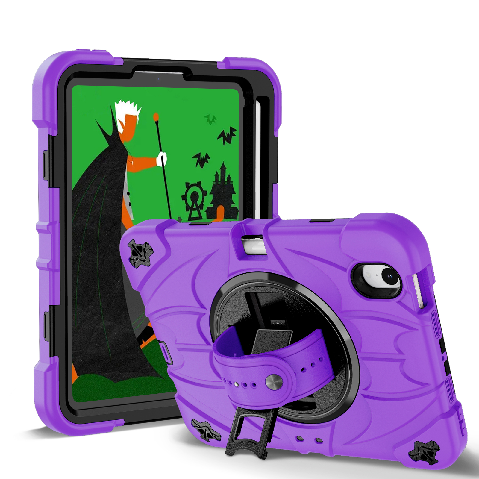 TOZIZO Purple Defender Case for iPad mini 6 / mini 7 Reseller Rugged Cover with 360° Hand Grip & Multi-Angle Stand