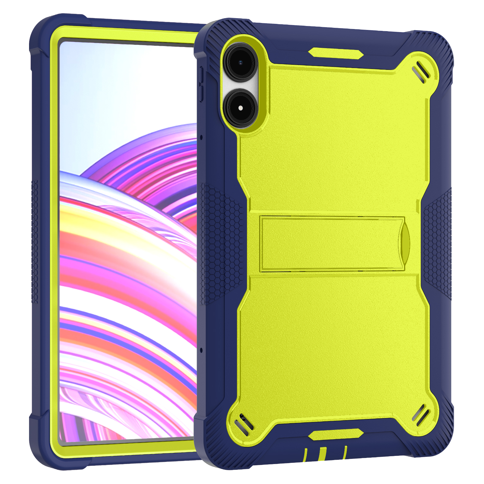 TOZIZO Navy Blue Commercial Rugged Case for Redmi Pad Pro 12.1, Heavy Duty 3-Layer Silicone PC Cover with Adjustable Landscape Stand