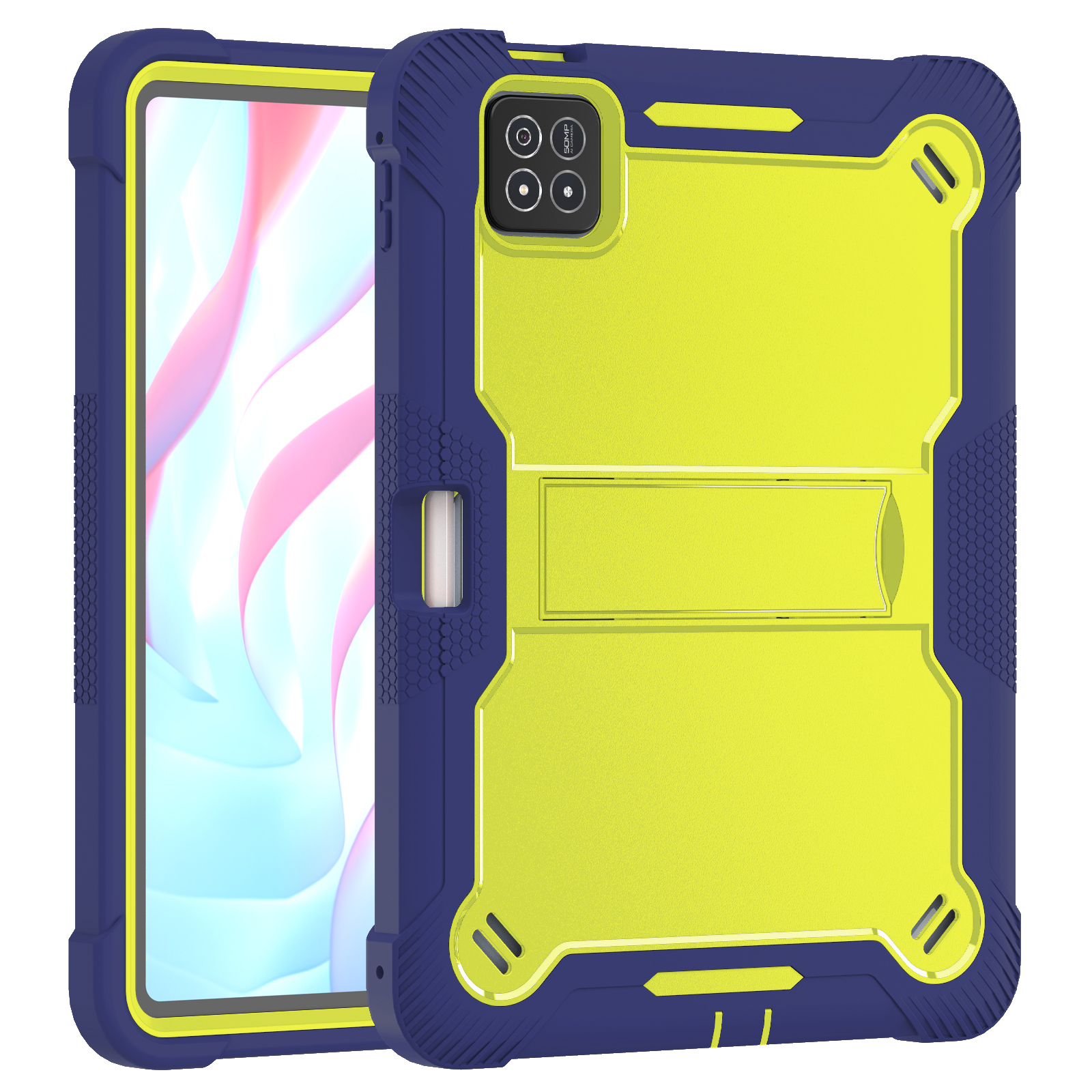 TOZIZO Navy Blue Business Case for Xiaomi Pad 7 / 7 Pro, Shockproof 3-Layer Hybrid Armor with Foldable Multi-Angle Desk Stand