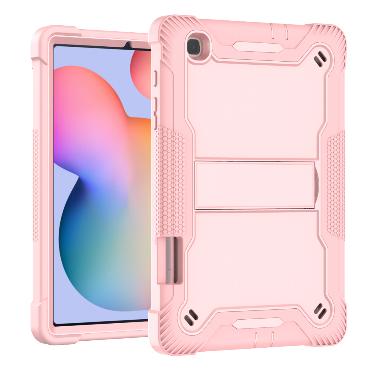 TOZIZO Rose Gold Protective Case for Samsung Tab S6 Lite | Stylish 3-Layer Stand Cover for Private Label