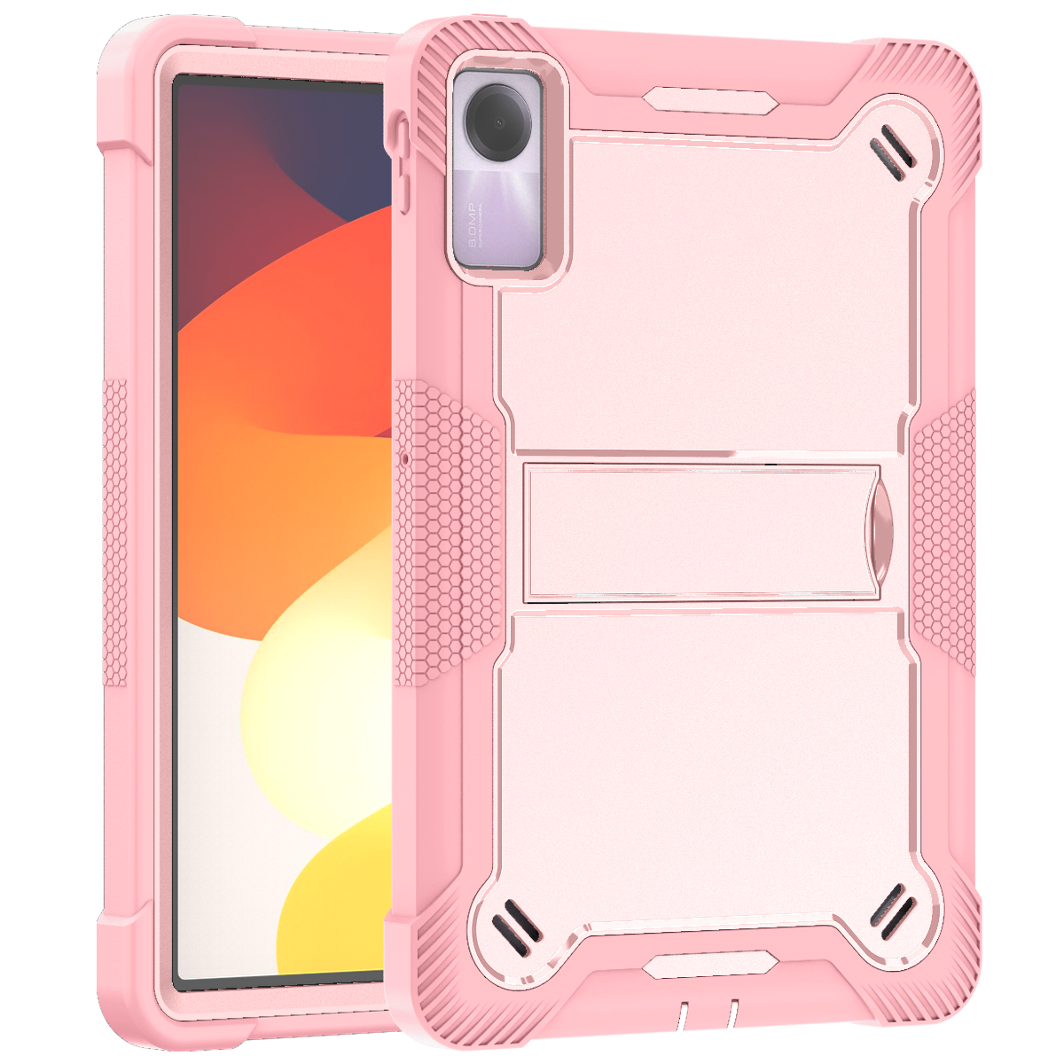 TOZIZO Rose Gold Rugged Stand Case for Xiaomi Redmi Pad SE | PC Silicone Anti-Drop Tablet Cover for Retail Wholesale