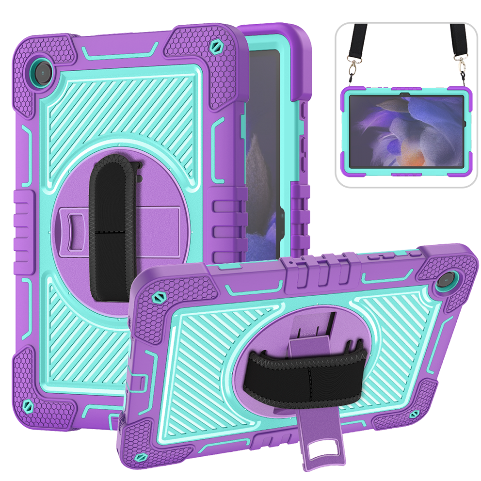 TOZIZO Purple Mint OEM/ODM Rugged Case for Samsung Tab A9 PAD | Adjustable Hand Strap, Widened Shoulder Strap