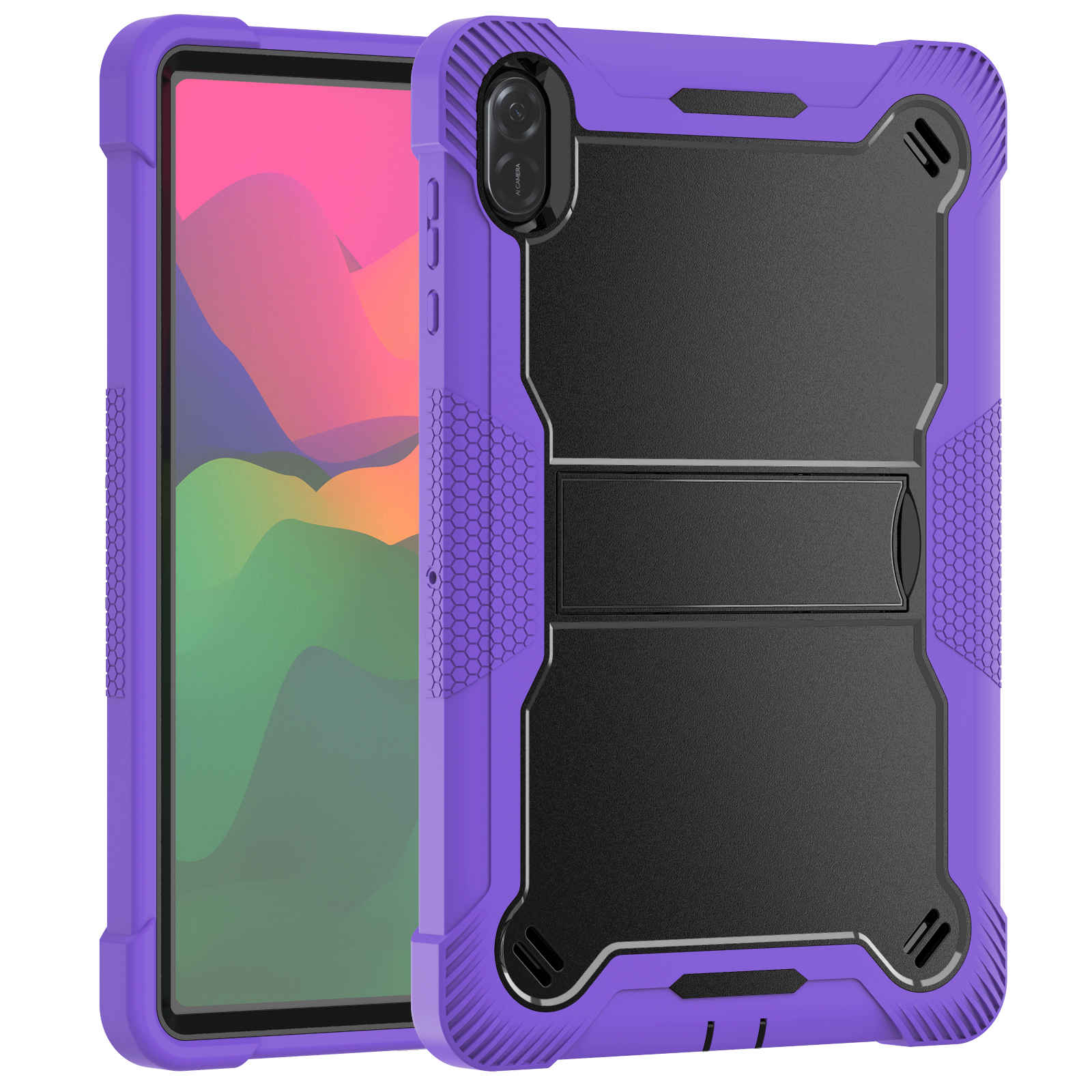 TOZIZO Purple Black For Honor X8a 11 Inch 3-Layer Case – Foldable Multi-Angle Stand Cover for Training & Shared Device Programs
