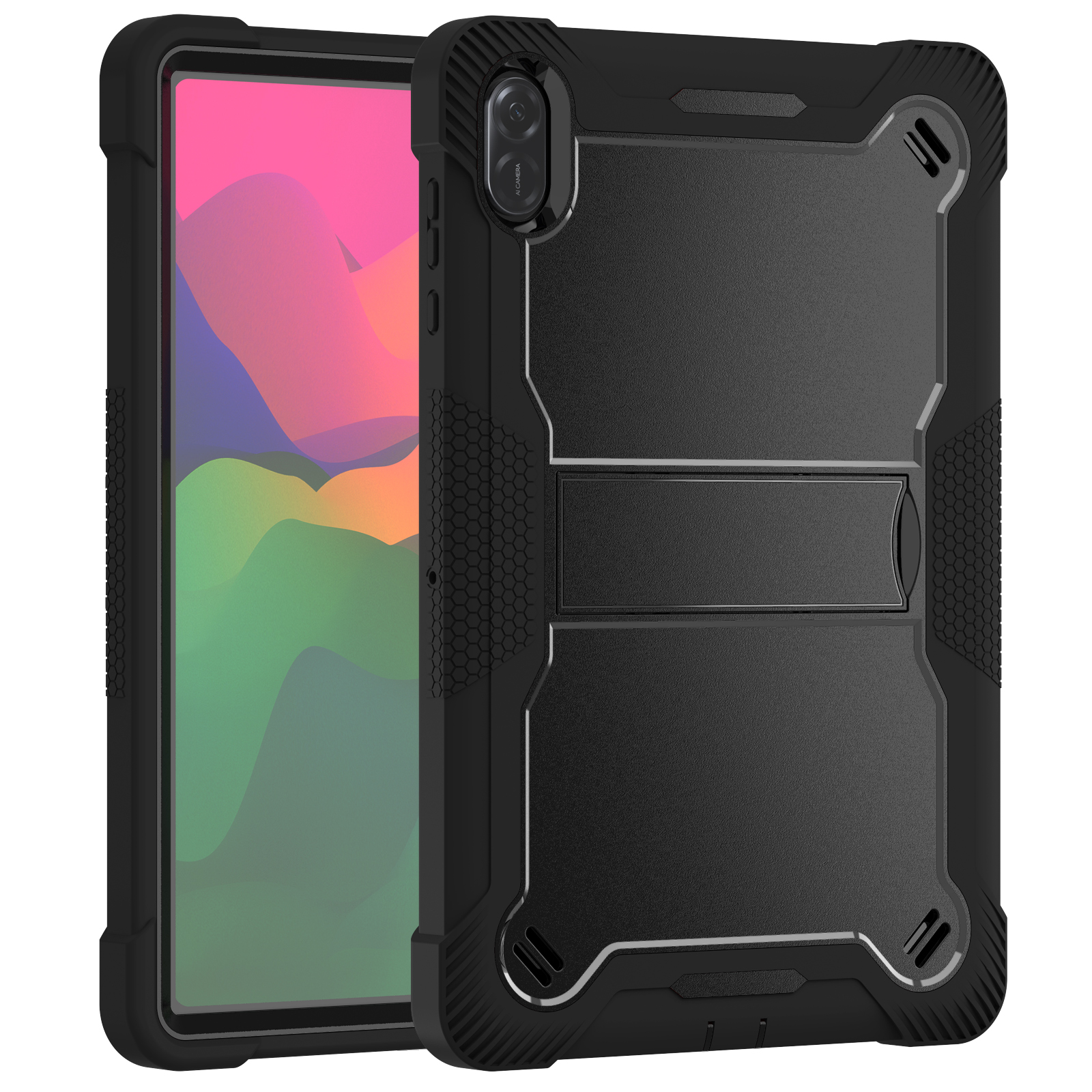 TOZIZO Black Rugged Case for Honor X8a 11 Inch – 3-in-1 Silicone PC Kickstand Cover for Enterprise Bulk Procurement