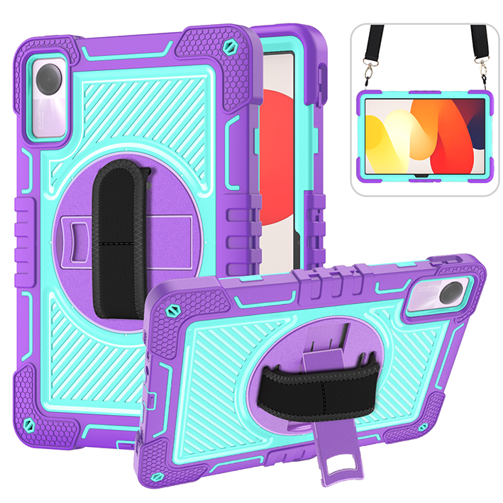 TOZIZO Purple Mint Anti-Slip Case for Redmi Pad SE Multi-Angle Stand Hand & Shoulder Straps