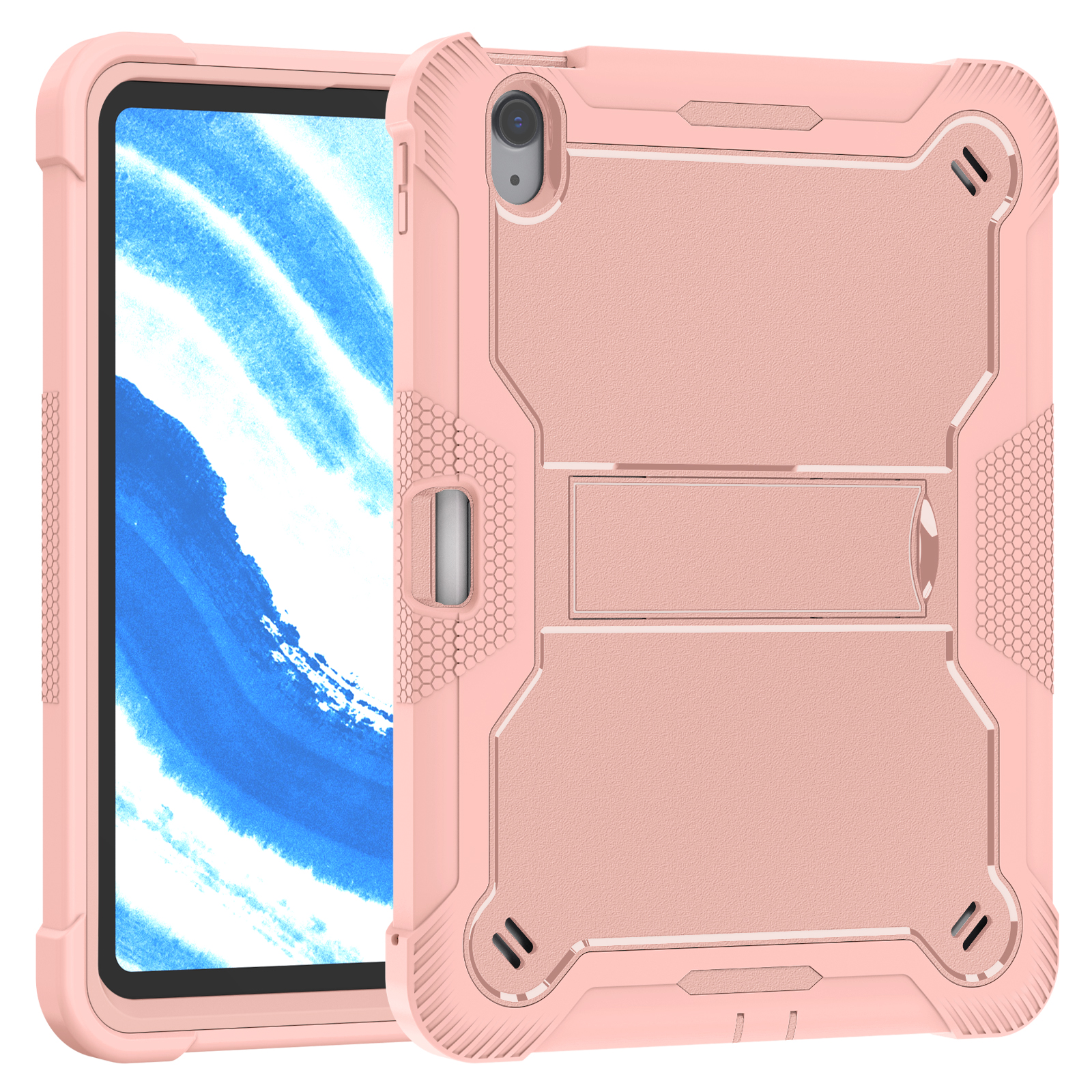 TOZIZO Pink Full-Body Protective iPad Air 11 M4 Case 2026 | Shockproof Rugged Kids Silicone Tablet Case with Built-in Stand