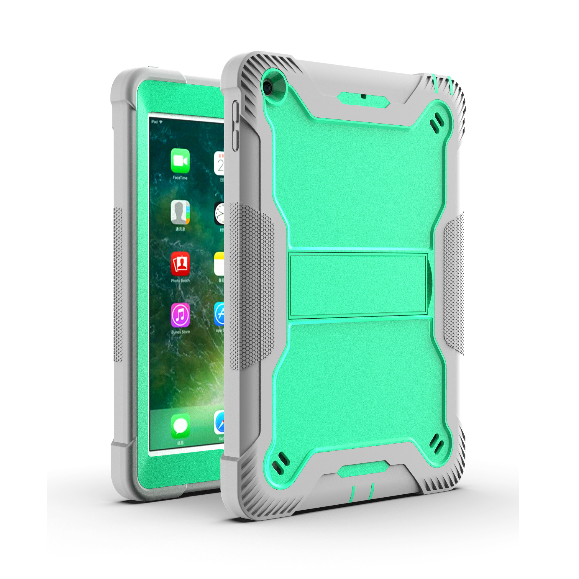 TOZIZO Grey Mint 3-Layer Protective Stand Case for iPad 5th/6th Generation | School & Fleet Procurement