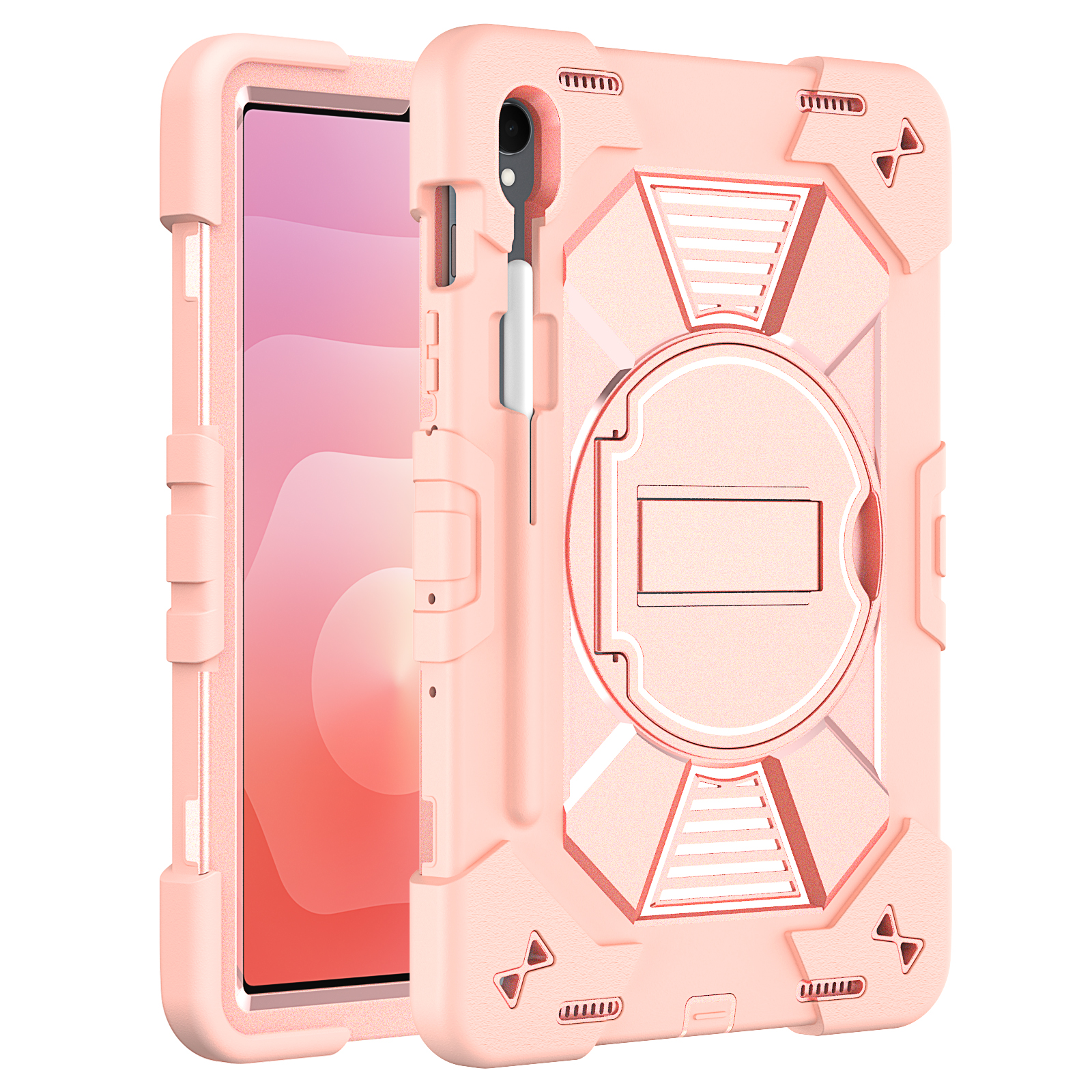 TOZIZO Rose Gold Private Label Case for Samsung Galaxy Tab S9/S9 FE Retail-Ready Silicone PC Stand Cover