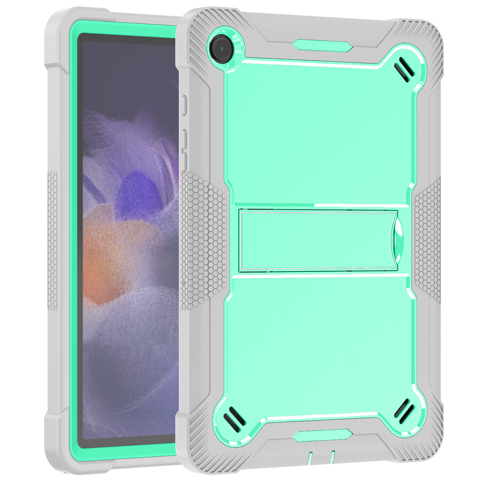 TOZIZO Grey Mint Anti-Slip Protective Case for Samsung Tab A9 Plus, 3-Layer PC Silicone Cover with Foldable Landscape Stand for Education & Retail B2B
