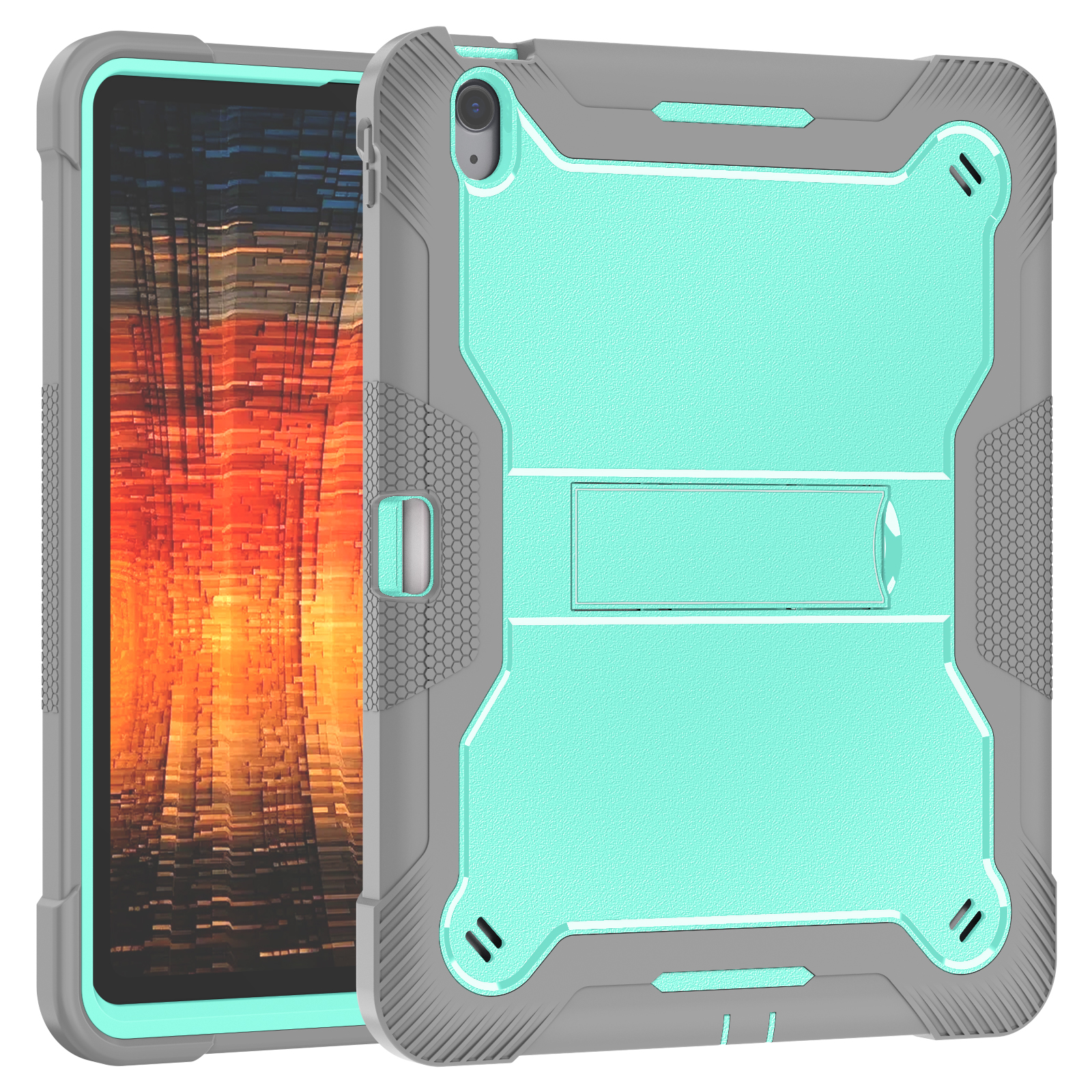 TOZIZO Grey Mint Rugged Case for iPad Air 13 with Foldable Landscape Stand | School, Training & Institutional Bulk Supply