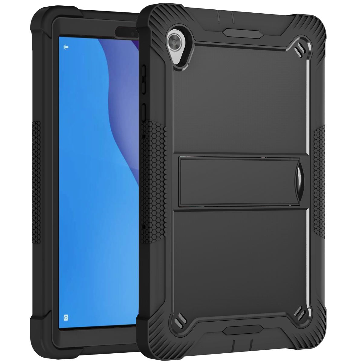 TOZIZO Black Heavy Duty Case for Lenovo M10 HD X306 | 3-Layer B2B Protective Cover with Foldable Stand
