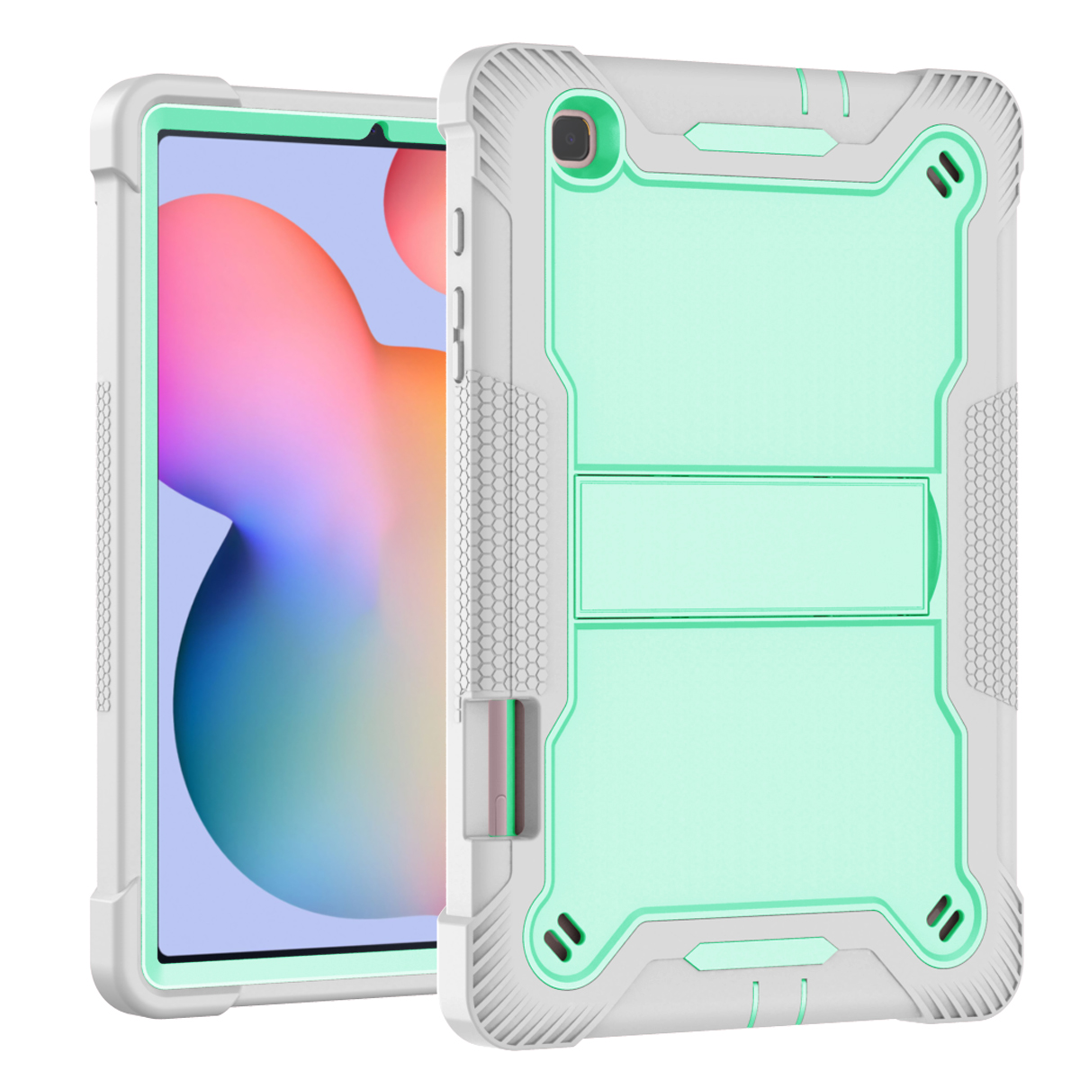 TOZIZO Grey Mint Anti-Slip Case for Samsung Tab S6 Lite | Silicone PC Stand Cover for OEM/ODM Orders