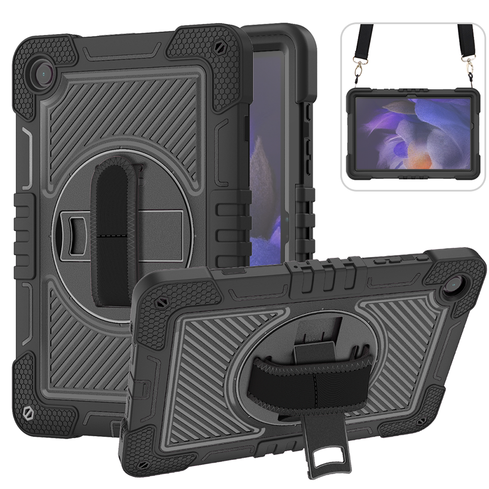 TOZIZO Black Enterprise Rugged Case for Samsung Tab A9 PAD | 360° Rotating Stand, Hand Strap & Shoulder Strap Wholesale