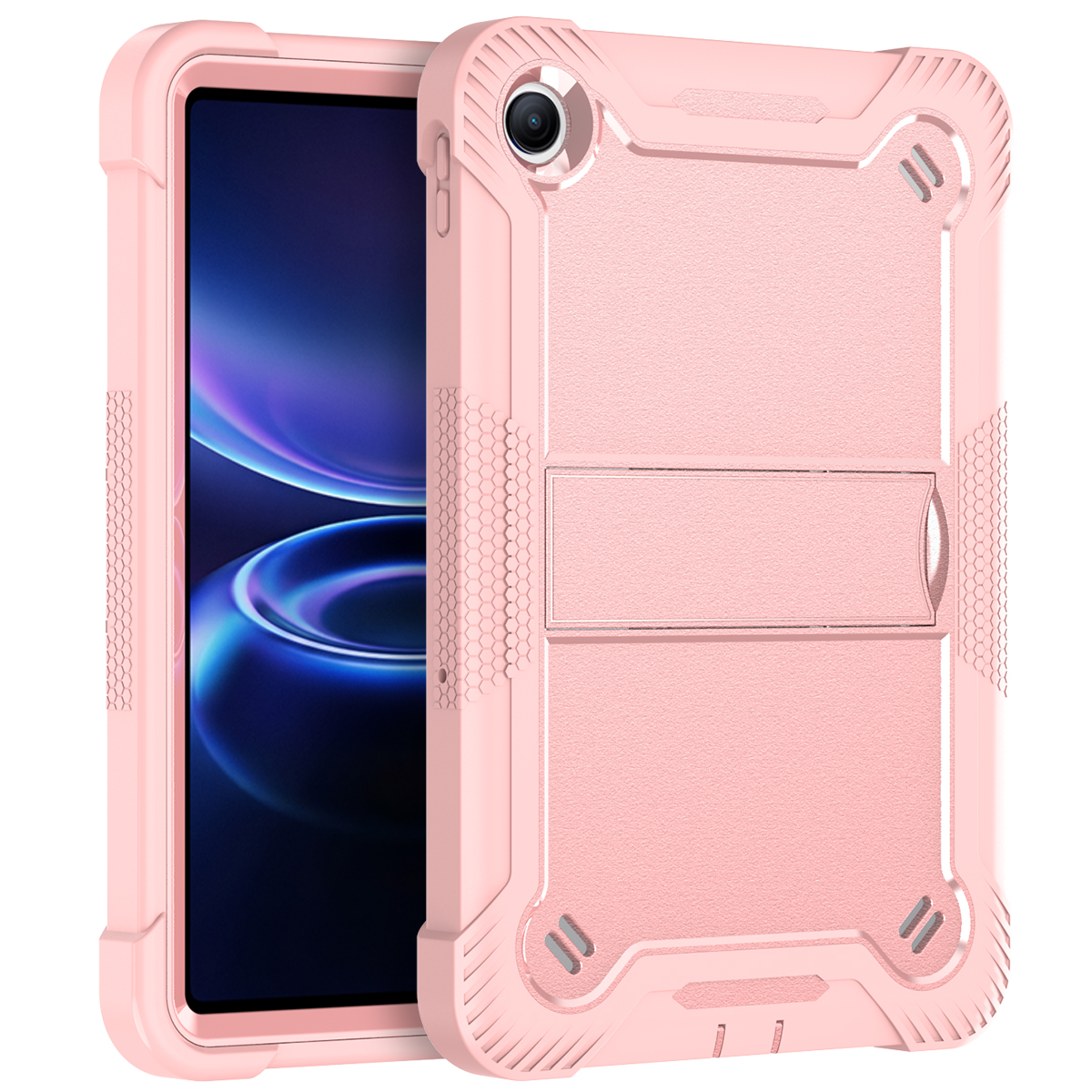 TOZIZO Rose Gold Protective Stand Case for Redmi Pad2 SE, Stylish 3-in-1 Silicone PC Rugged Cover for Wholesale & Retail