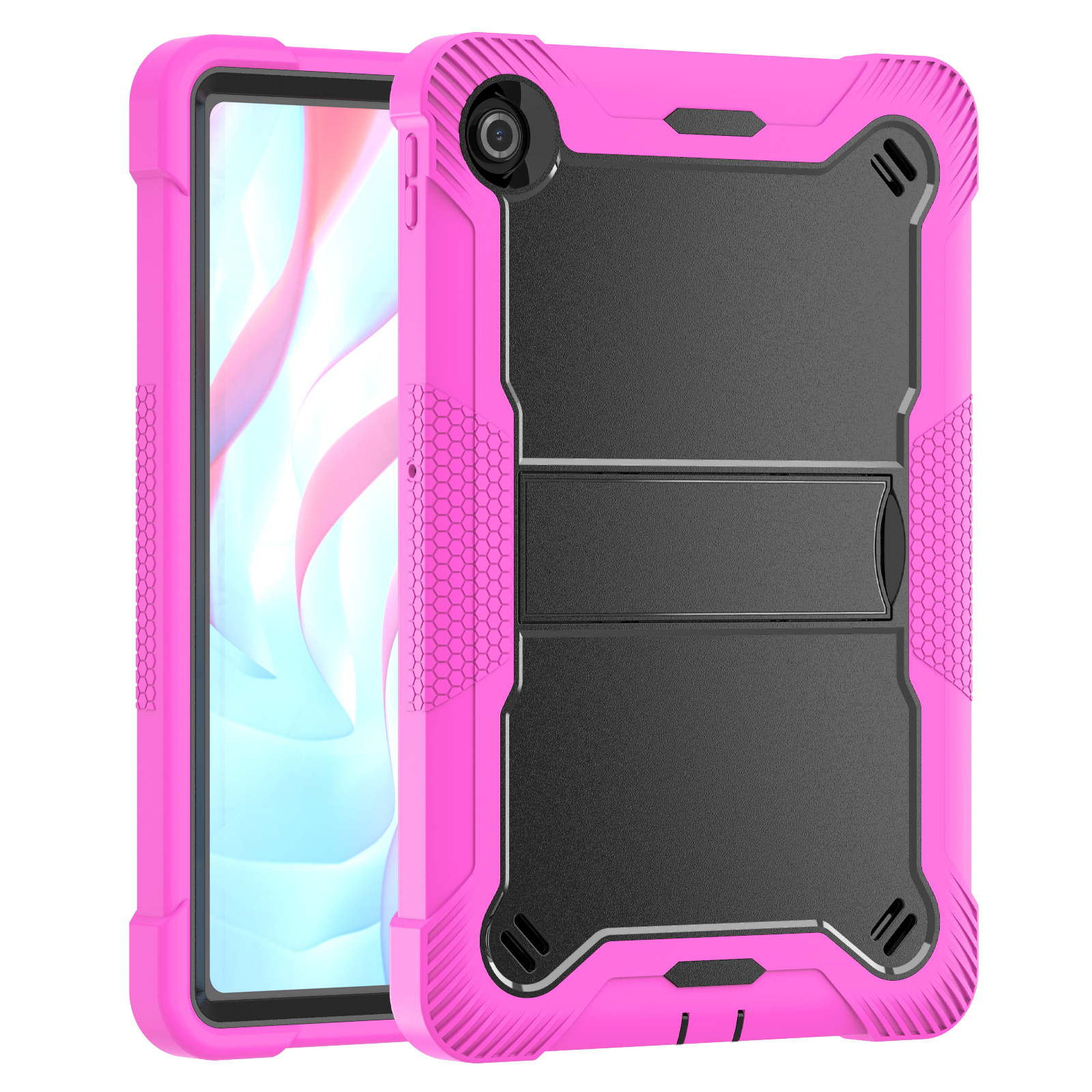 TOZIZO Rose Red Lenovo Zhaoyang K10C 10.1 Shockproof Case – Foldable Multi-Angle Stand Cover for Wholesale Resale