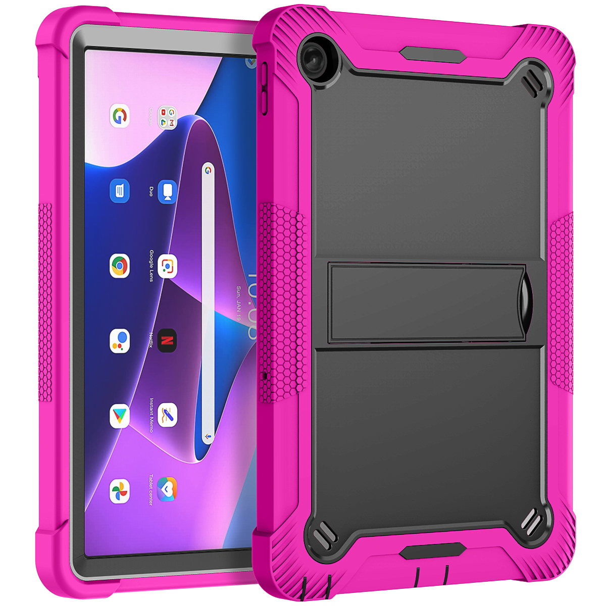 TOZIZO Rose Red Heavy Duty Case for Moto Tab G62 | Drop-Resistant Stand Cover for B2B Retail Supply