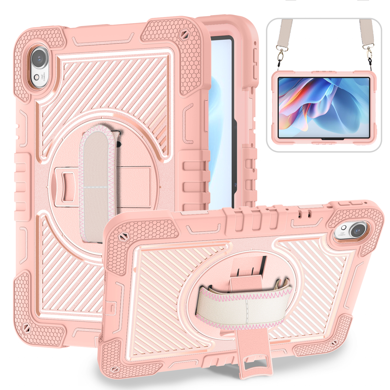 TOZIZO Rose Gold Protective Case for Huawei MatePad 11 with Multi-Angle 360° Stand and Adjustable Straps