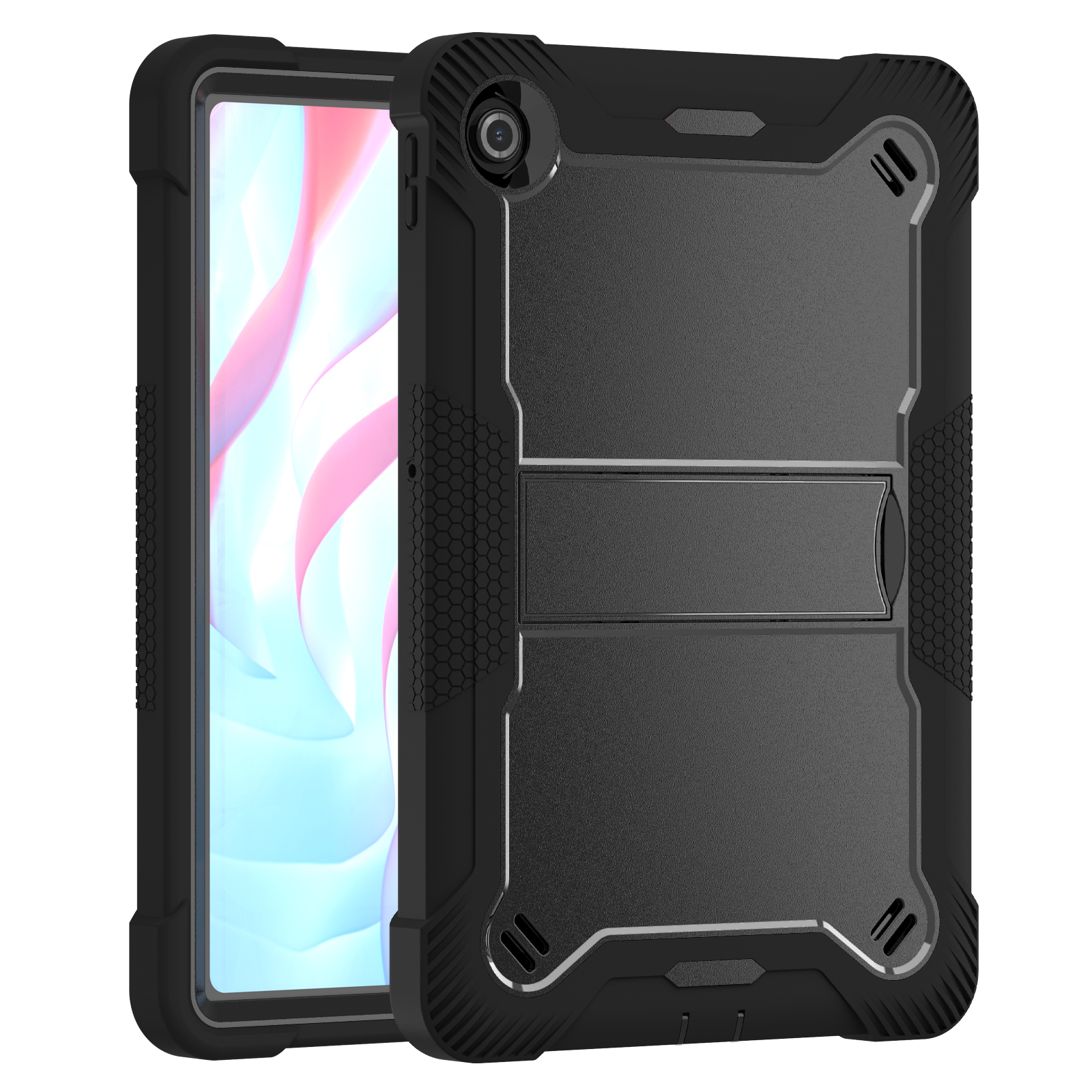 TOZIZO Black Rugged Case for Lenovo Zhaoyang K10C 10.1 – 3-in-1 Silicone PC Stand Cover for Enterprise Bulk Supply