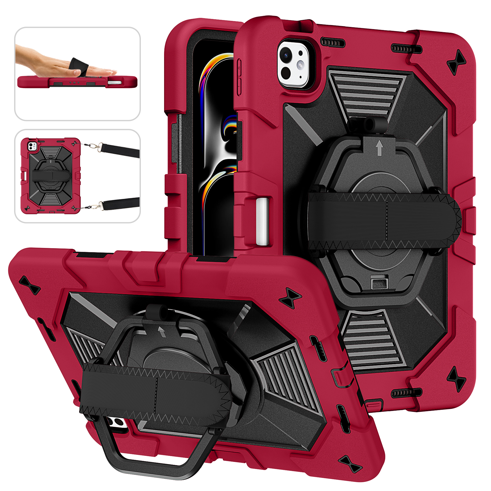 TOZIZO Wine Red Protective Case for iPad Pro 11, Rugged PC Silicone Armor for Worksite Procurement