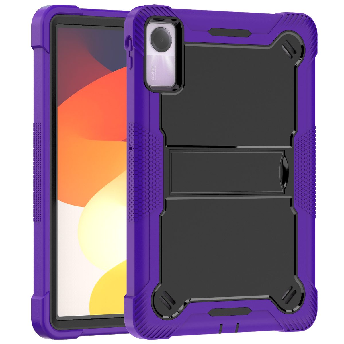 TOZIZO Purple Black Shockproof Tablet Cover for Xiaomi Redmi Pad SE | Rugged PC Silicone Stand Case for Private Label Resellers