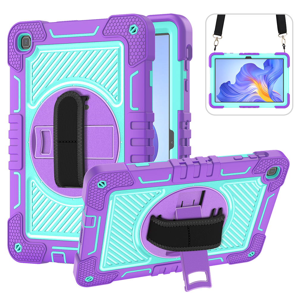 TOZIZO for Honor Pad X8 Purple Mint Multi-Angle Rugged Case with Hand Grip, Wide Shoulder Strap & 3-Layer Protection