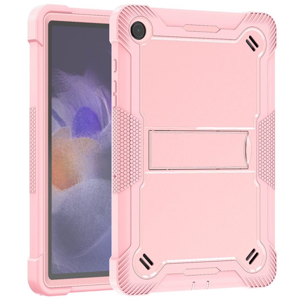TOZIZO Rose Gold 3-Layer Protective Case for Samsung Tab A9 Plus, PC Silicone Anti-Slip Cover with Foldable Multi-Angle Landscape Stand for Retail Bulk Orders