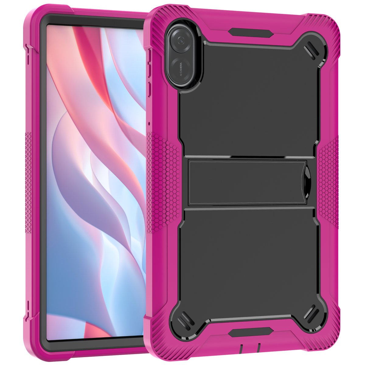 TOZIZO Rose Red Commercial Case for Honor Pad X9 | Foldable Multi-Angle Landscape Stand, Silicone PC Rugged Cover for Retail Resellers, Hospitality & Bulk Supply