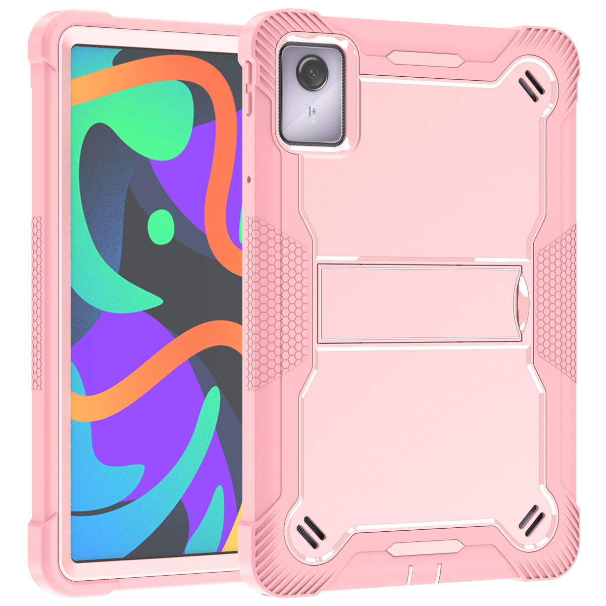 TOZIZO Rose Gold Education Supply Case for Lenovo Tab M11 2024 | Wholesale 3-Layer Protective Kickstand
