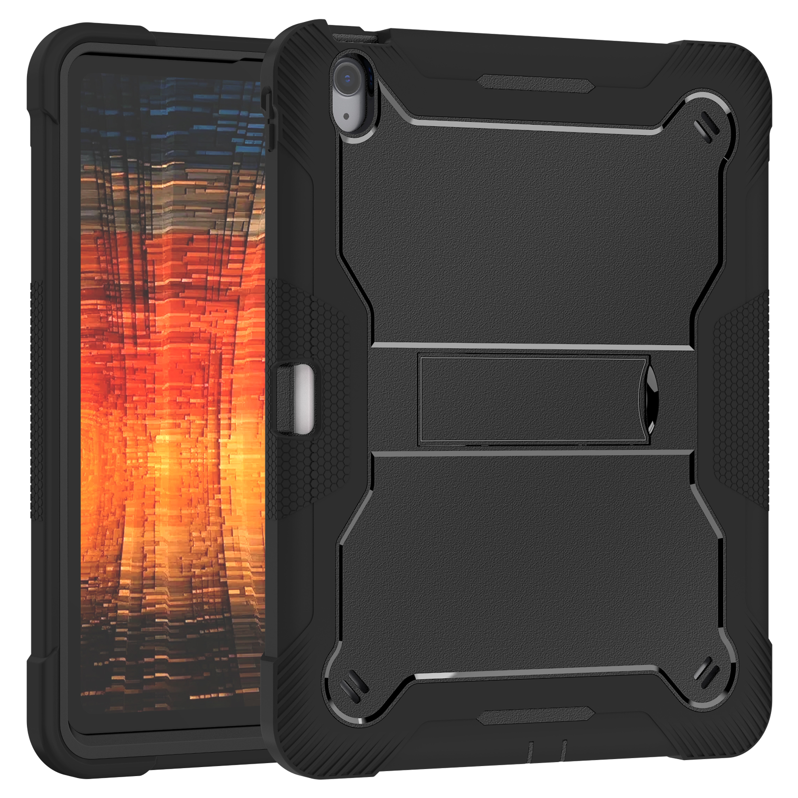 TOZIZO Black Enterprise Rugged Case for iPad Air 13 with Foldable Multi-Angle Landscape Stand | B2B Wholesale Supply