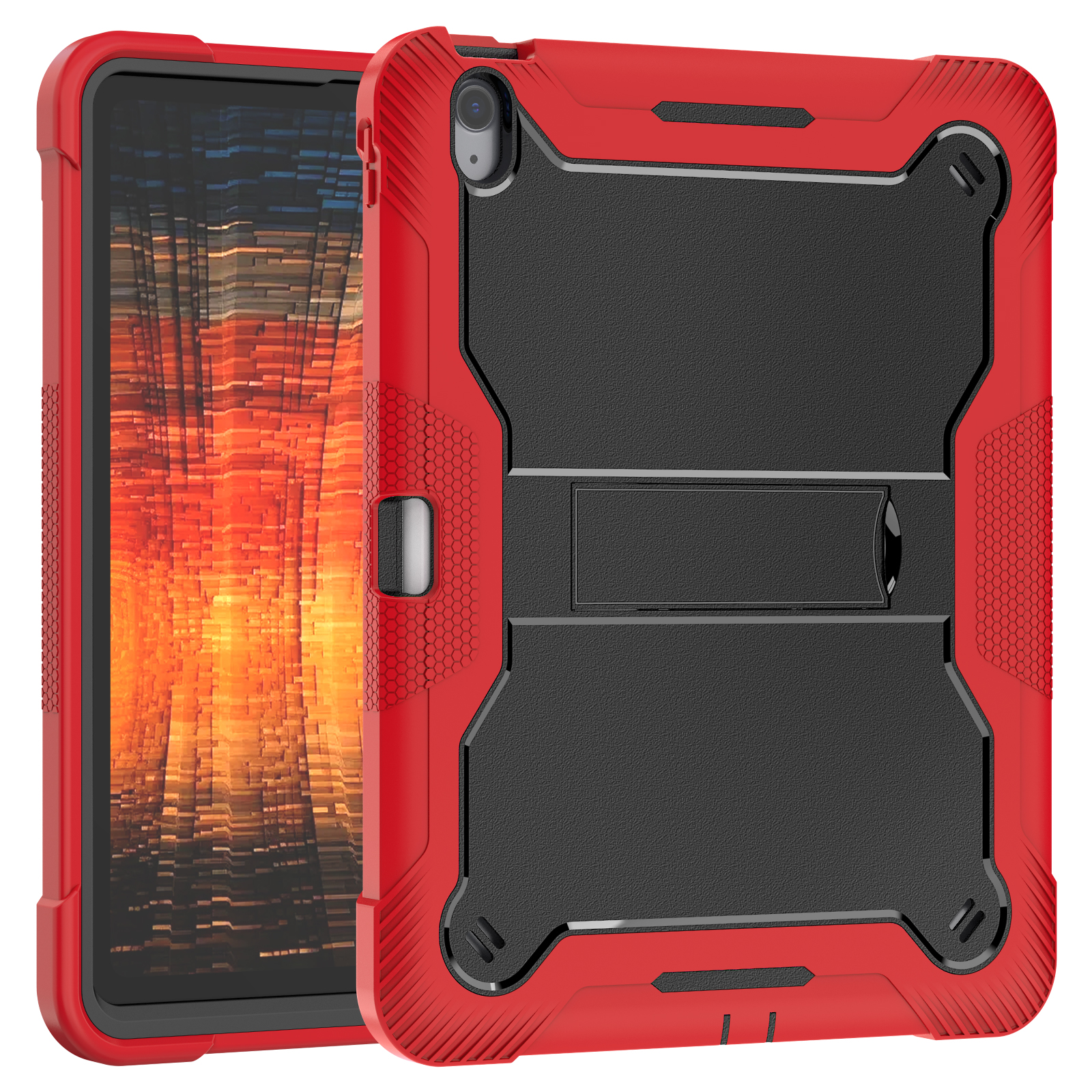 TOZIZO Red Black Heavy-Duty Case for iPad Air 13 with Foldable Landscape Stand | Industrial Distributor Bulk Supply