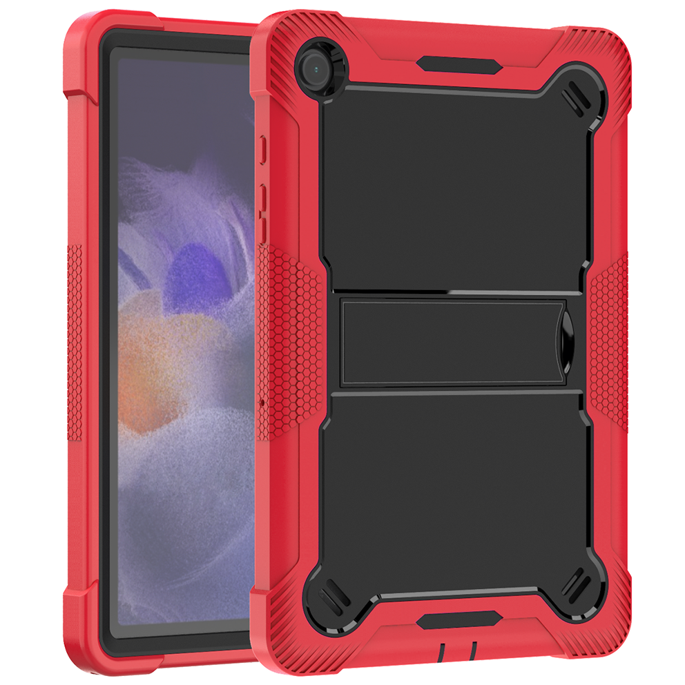 TOZIZO Red Black Rugged Shockproof Case for Samsung Tab A9 Plus, 3-Layer PC Silicone Cover with Foldable Landscape Kickstand for Wholesale Resellers