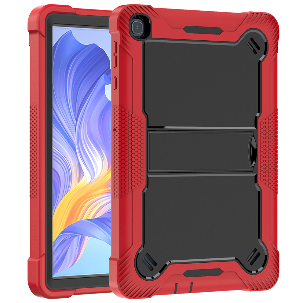 TOZIZO Red Black Industrial Shockproof Case for Honor Pad X8 | 3-Layer Silicone PC Stand Cover for Bulk Supply