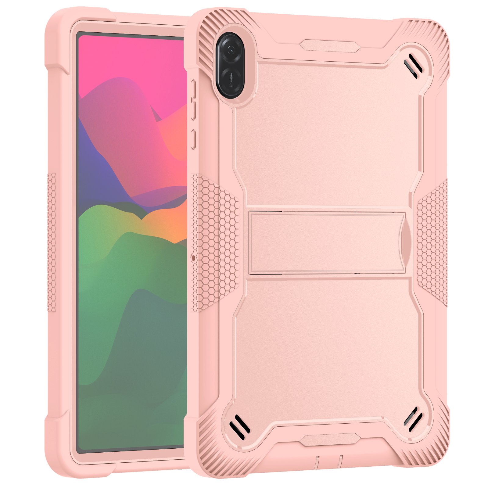 TOZIZO Rose Gold For Honor X8a 11 Inch Rugged Stand Case – Protective Silicone PC Cover for Retail, Hospitality & Corporate Programs