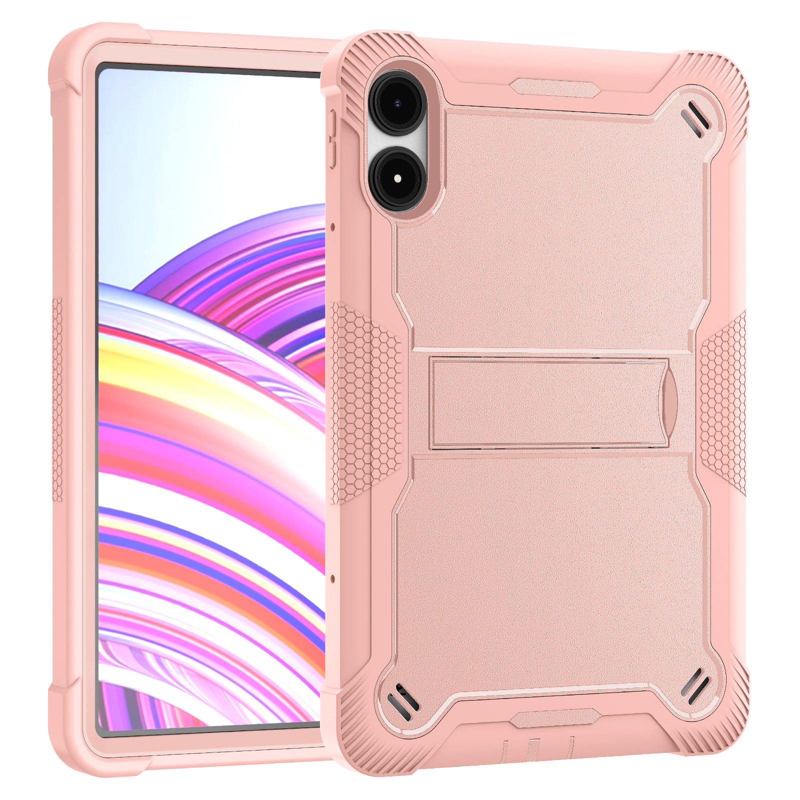 TOZIZO Rose Gold Business Protective Case for Redmi Pad Pro 12.1 with Foldable Multi-Angle Kickstand, Shockproof Anti-Slip Silicone PC Shell