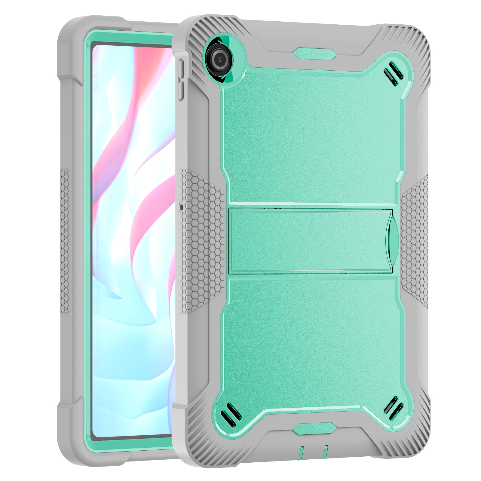 TOZIZO Grey Mint Protective Lenovo Zhaoyang K10C 10.1 Case – 3-in-1 Stand Cover for Office & Service Counter Fleets